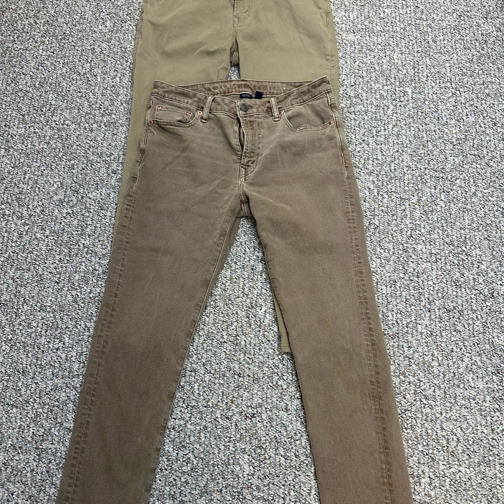 2 pair American Eagle Outfitters Olive/Tan Pants
